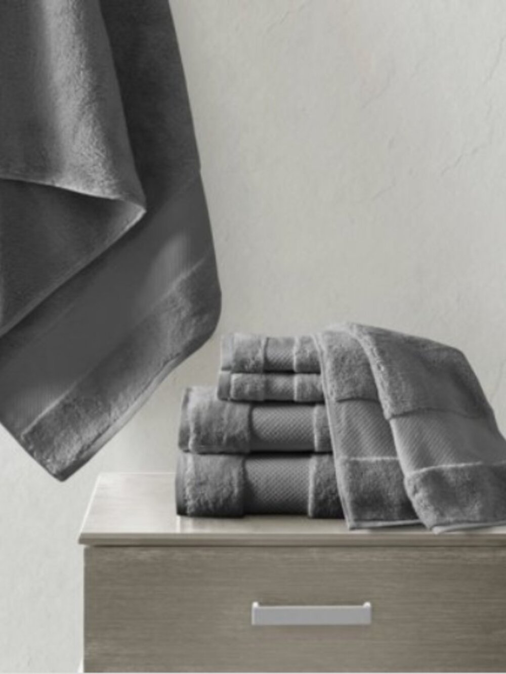 Madison Park Signature 6-Piece Transitional Cotton Bath Towel Set in Charcoal